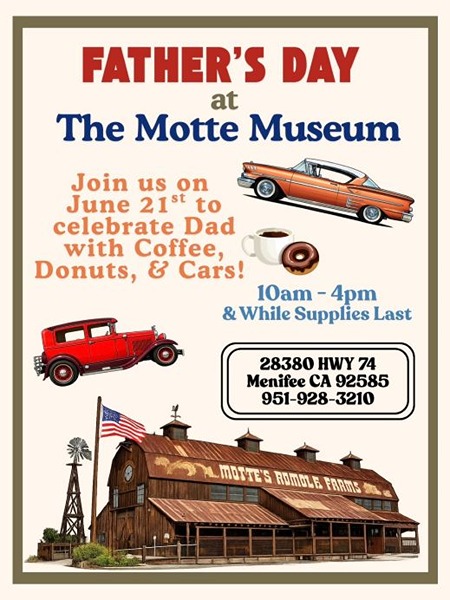 Motte Museum Father's Day Car Meet flyer June 2026